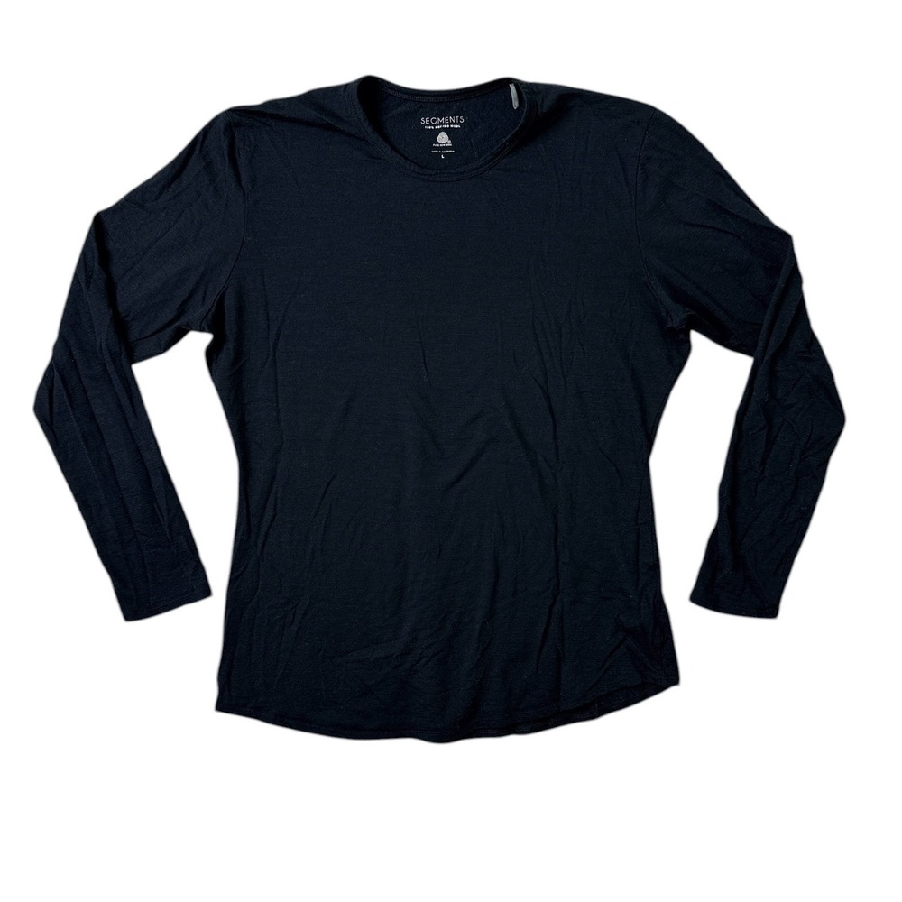 Womens Segments Wool Base Layer Top Large Black Warm Lightweight Outdoor Hiking